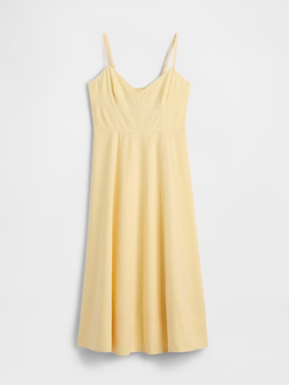 Gap Linen-Blend Seamed Corset Midi Dress in Light Yellow